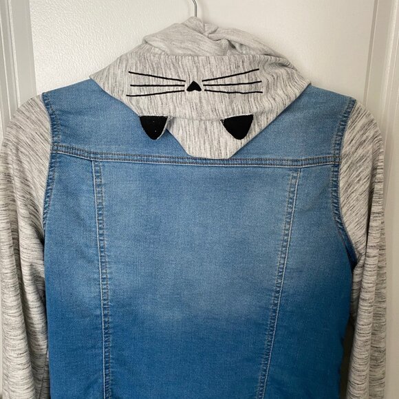 NWT "Cat & Jack"  Kids Jean Jacket with Hooded Cat ears - Picture 2 of 4